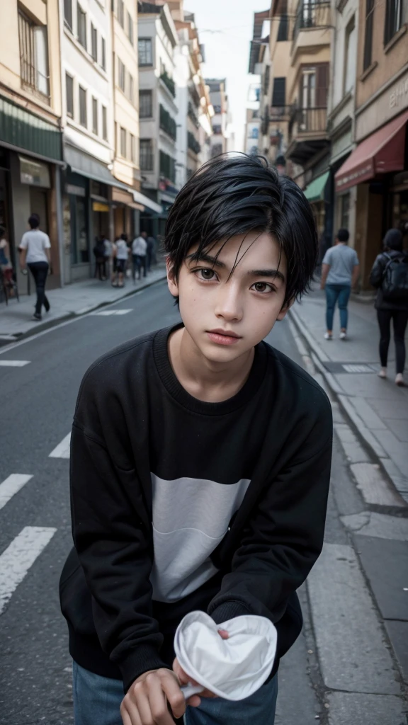 Edson Gomes black with black hair: Shows a young Edson, curious and observant, playing with friends on the street.