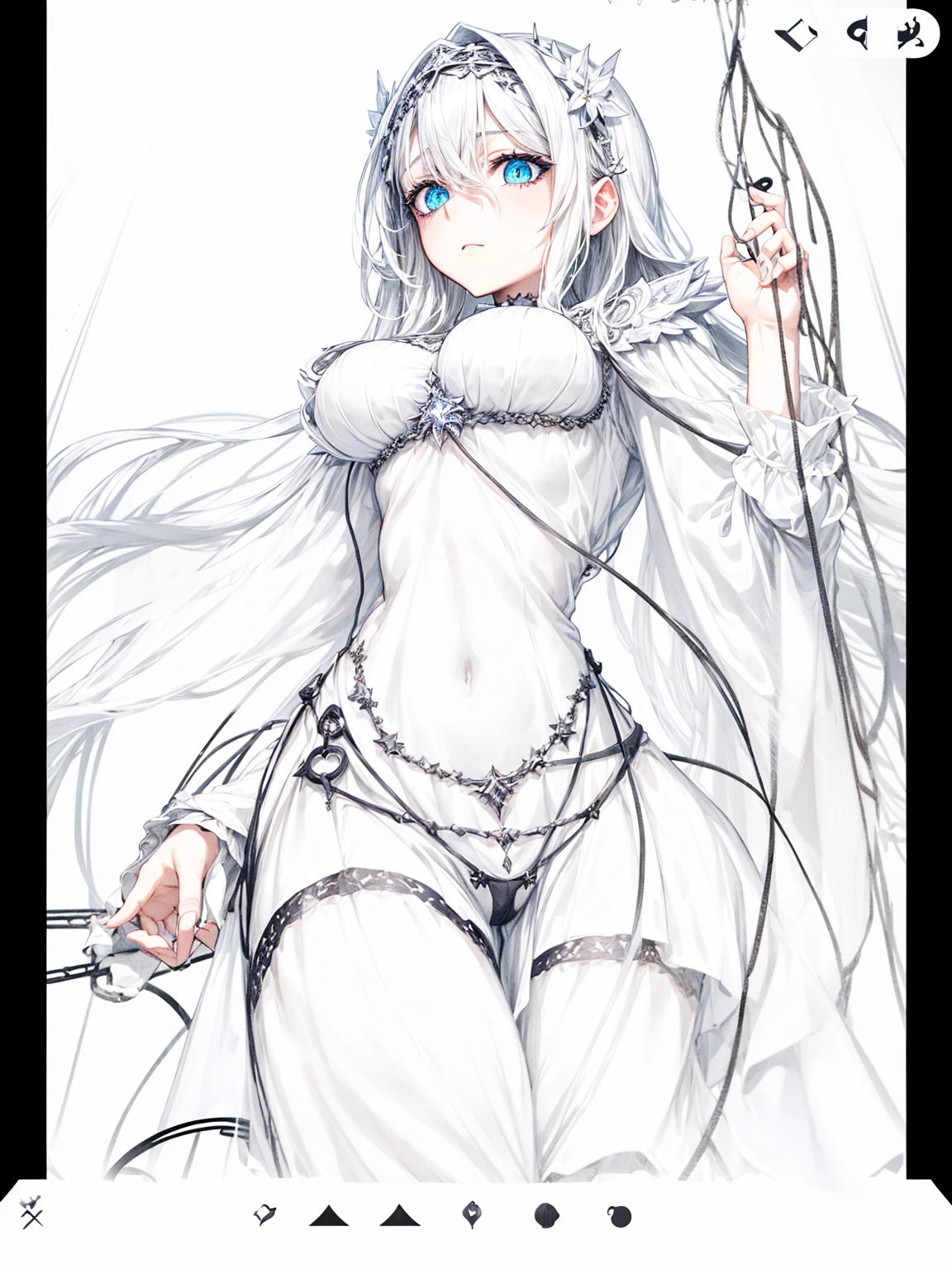 a young dark fantasy church priestess, with long black hair and white streaks, wearing an eyepatch on one eye, and her blueish green eyes, she cares a serious expression on her face and an angel like appearance, she wears elegant yet simple and modest black outfit, with some silver jewelry, she also wears a long see through veil on her head, with a faded sliver star shaped halo at the behind her head, she is holding her hands together symbolizing a prayer gesture.Long Hair, Black Hair, Blue eyes, mysterious, Hood, Halo, Anatomically Correct, Best Quality, Accurate, High Resolution, Looking at viewer, back view