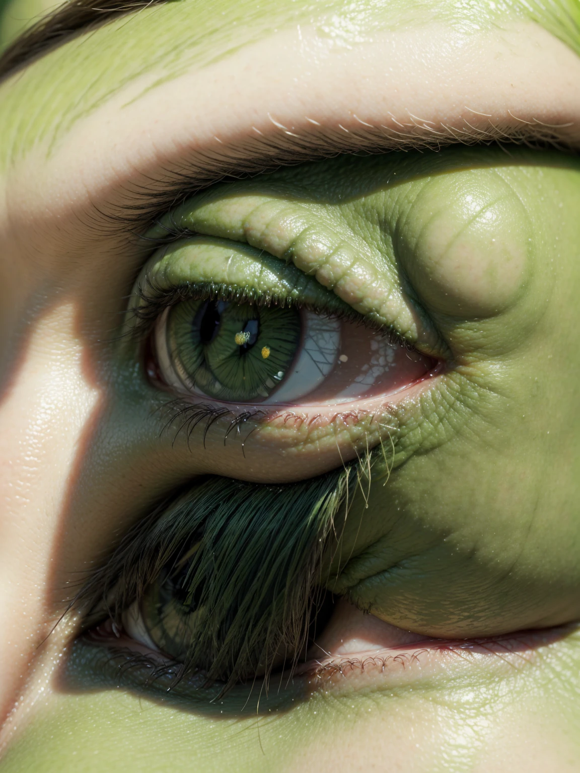 transform this image hulk style, with hulk features, green skin color, green eyes, realistic full hd detailed hulk style