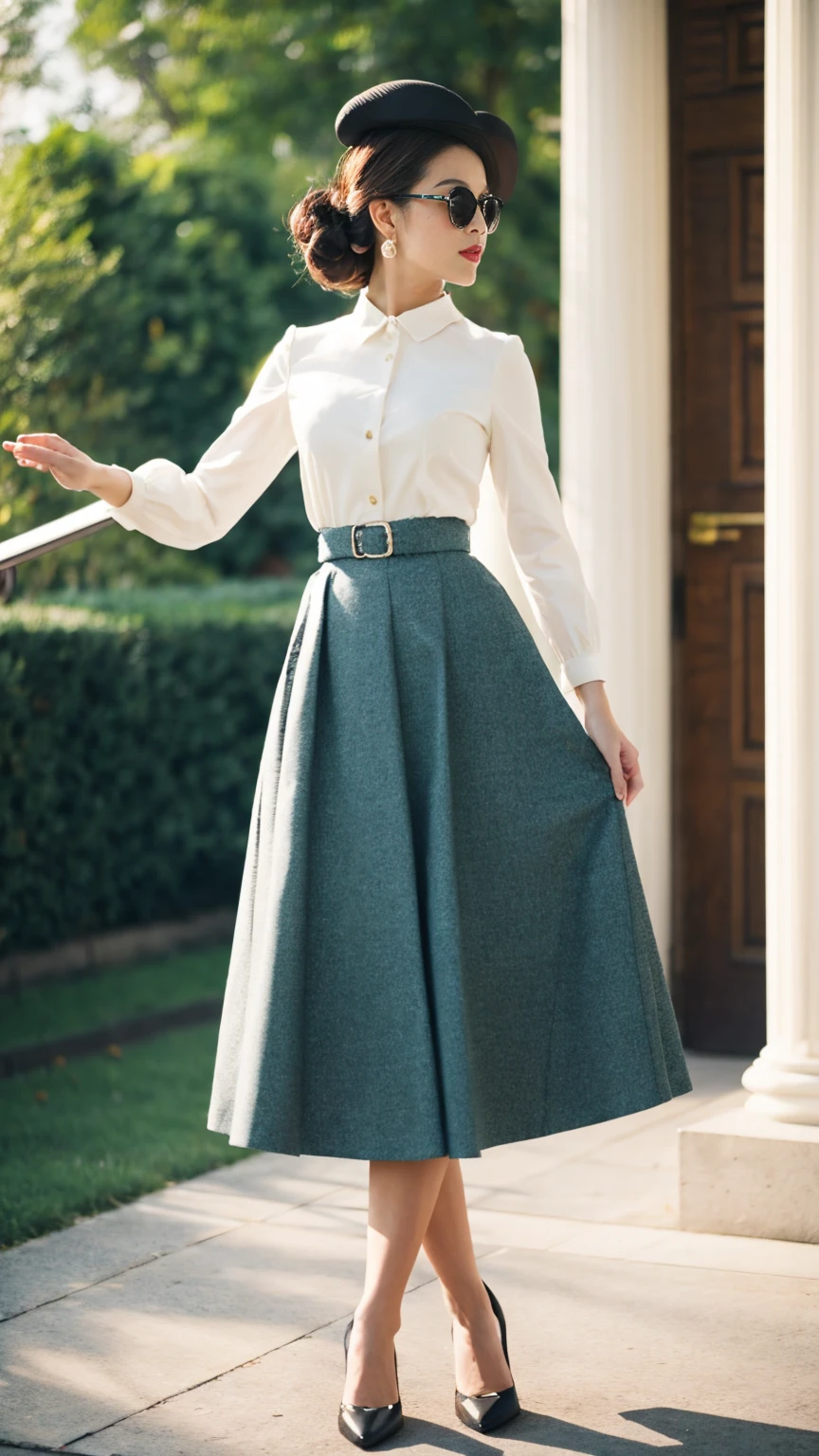 The fashion style of the 50s was characterized by elegance and conservatism.,The most fashionable outfits include:
A-line skirt:A-line skirt是50年代女性的标志性单品,It cinches at the waist,The skirt flares outwards,Elegant and suitable for all body types。
