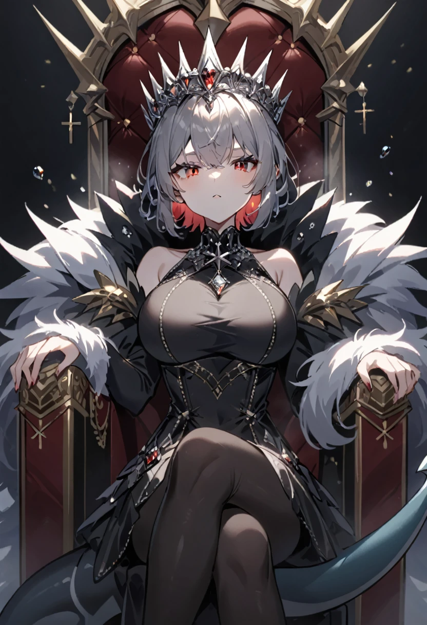 nsfw,(Masturbation:1.3),Cleavage,1 girl,White hair,colored eyelashes,deep eyes,skin-covered horns,deepcolor,big breast, colored eyelashes, alternate eye color,breast curtain,masterpiece, best quality,very aesthetic,absurdres,inner boob,chair,sitting_on_throne,nsfw,looking at viewer, 1 girl,White hair,White eyes,deep eyes,Introvert,very aesthetic, absurdres,looking at viewer,Whitesilver,shiny, midnight midnight,shiny,leg,Toes,navel,crotch on hand,Thighs,