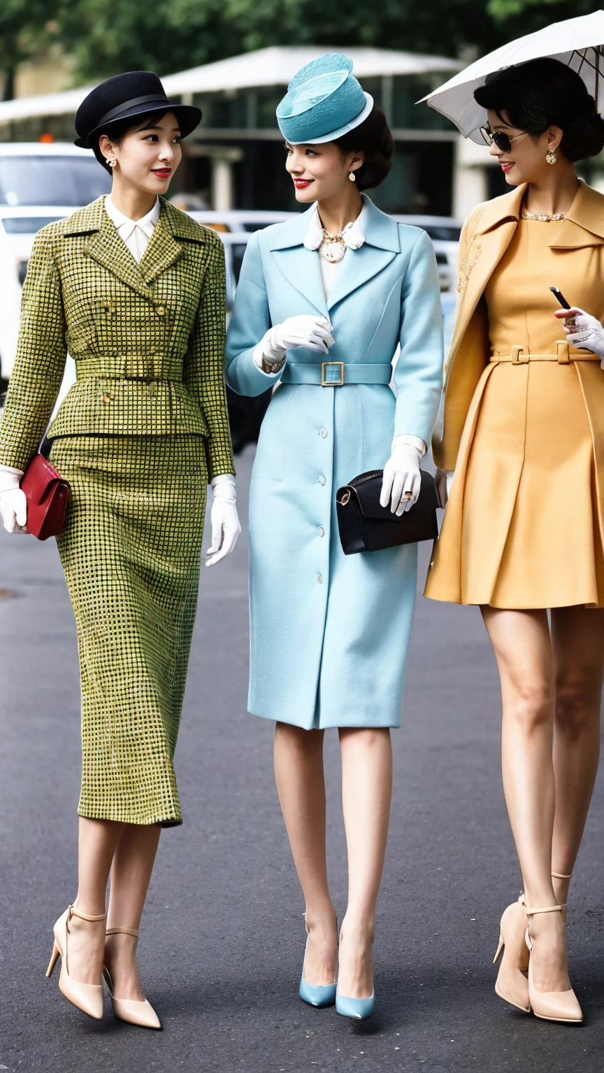 The fashion style of the 50s was characterized by elegance and conservatism.,The most fashionable outfits include:Set:Set在50年代非常流行,尤其是女性Set,Usually includes a jacket and a skirt,Color and pattern coordination。