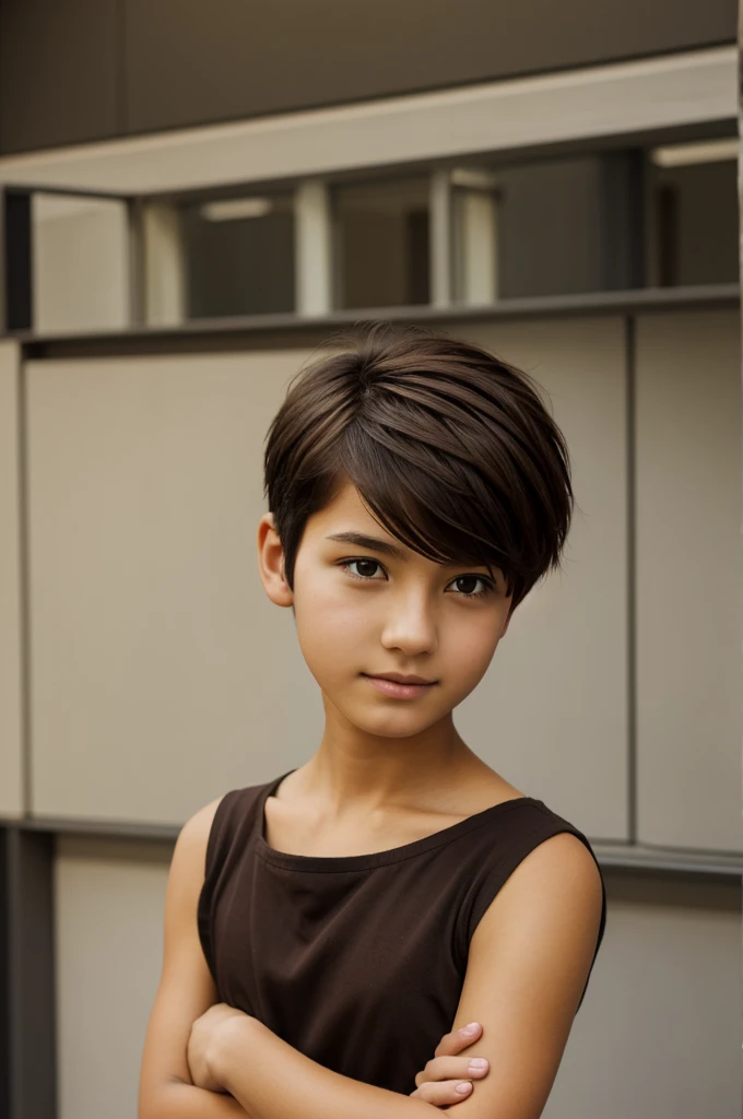 Apprentice, 18 years, short hair, dark brown color, naive, man