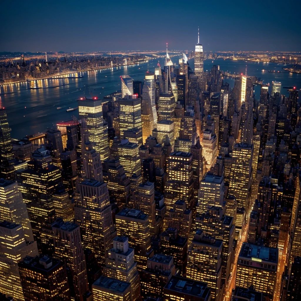 America、new york、Night view、Photo taken from the rooftop、high resolution