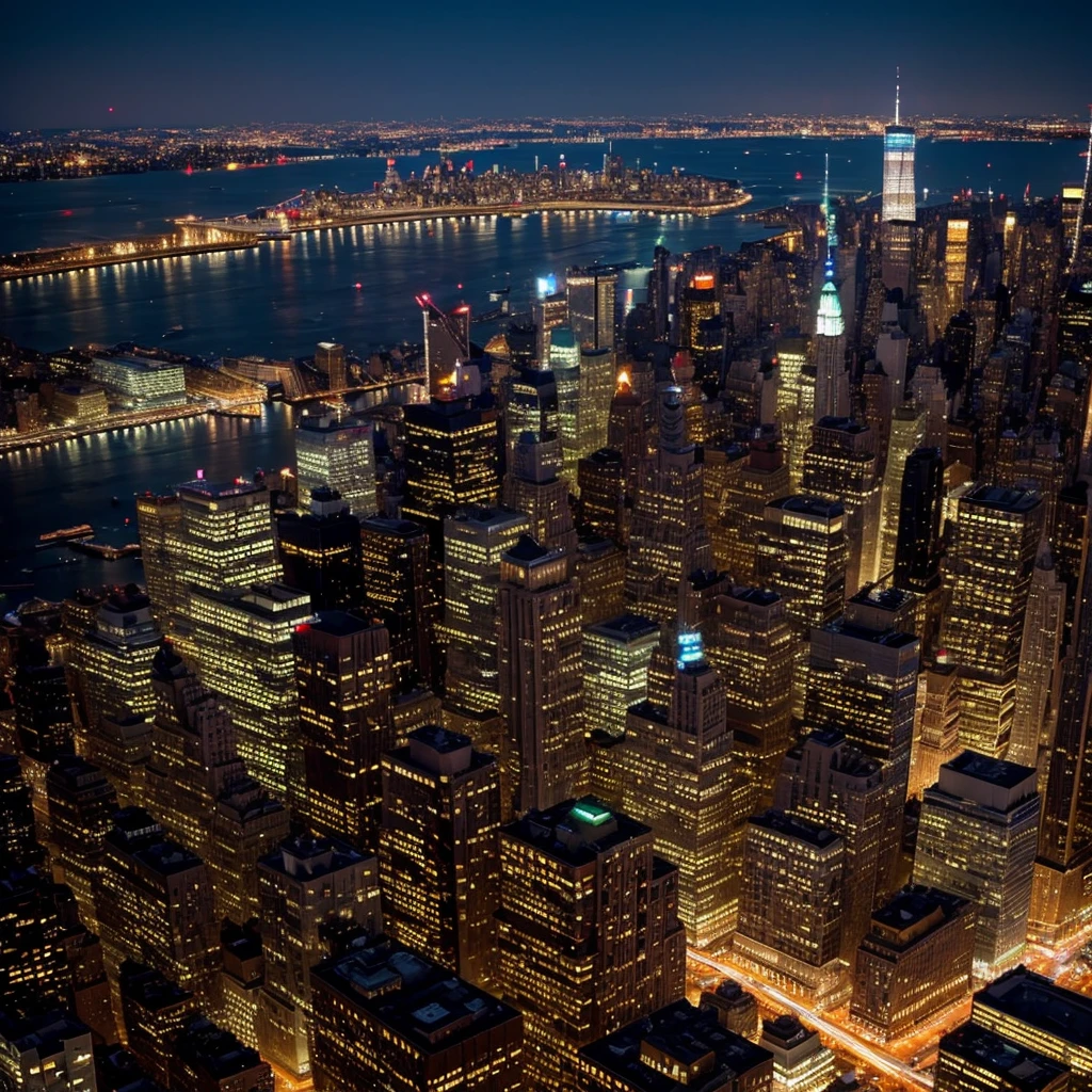 America、new york、Night view、Photo taken from the rooftop、high resolution