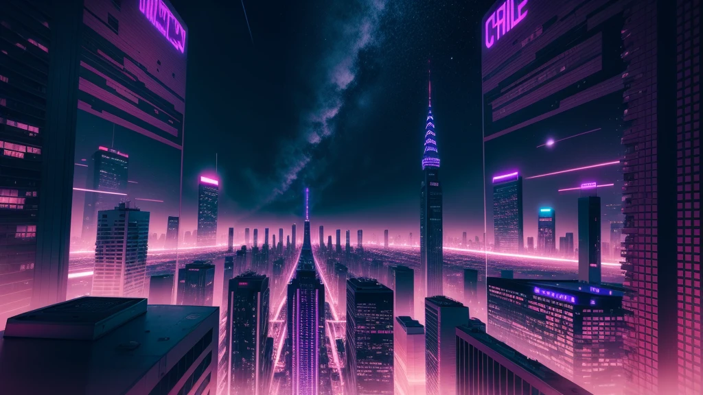 at night, crazy city vaporwave style 4k high definition