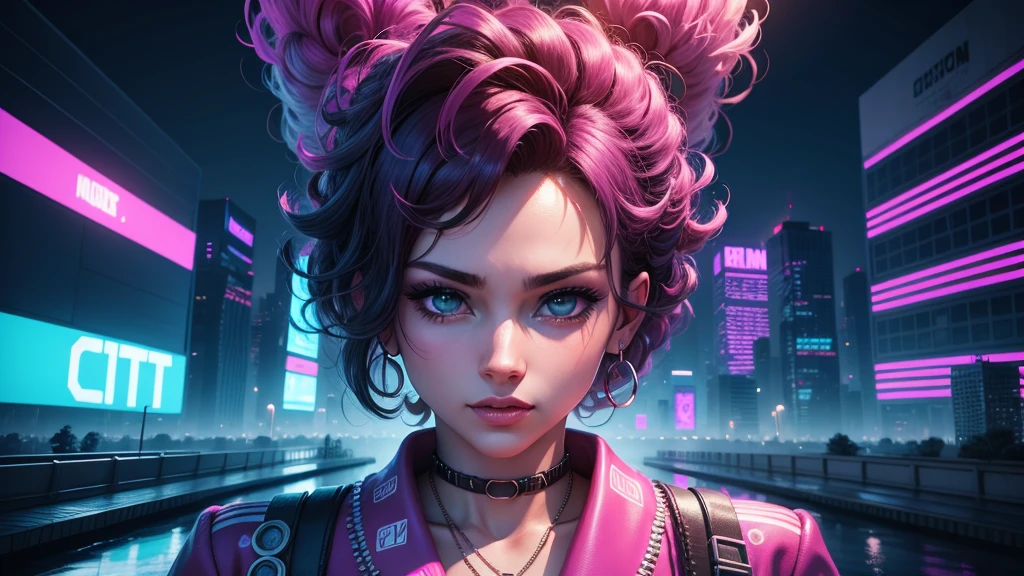 at night, crazy city vaporwave style 4k high definition