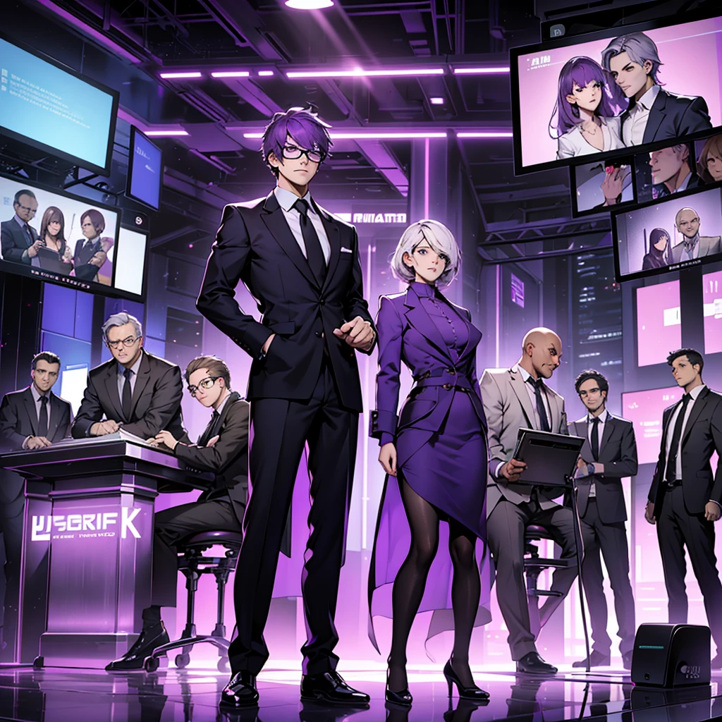 In one image divided into four sections, an architect male, a logician female, a commander female, and a debater male appear, each in distinctive poses against a unified backdrop with shades of purple.