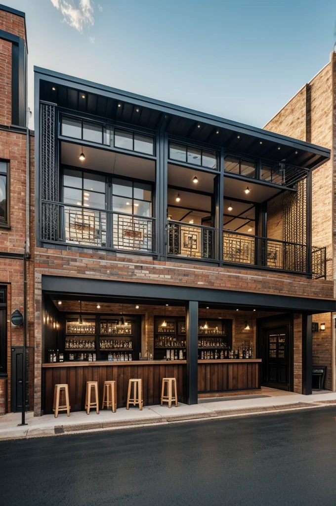 Bar facade with industrial hacienda style