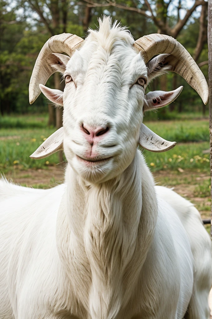 Evil white goat with a gun