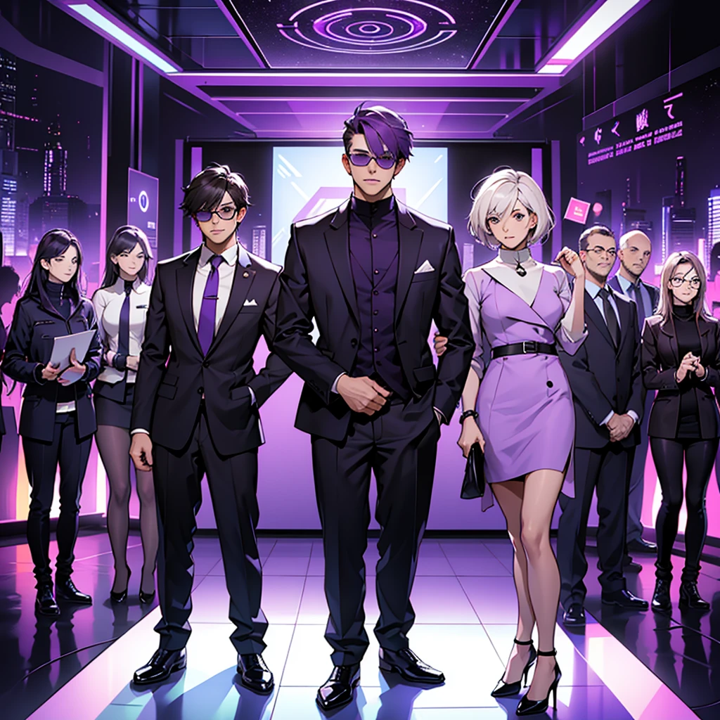 In one image divided into four sections, an architect male, a logician female, a commander female, and a debater male appear, each in distinctive poses against a unified backdrop with shades of purple.