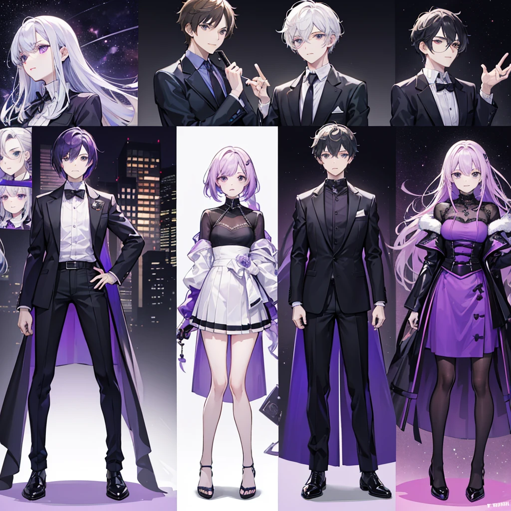 In one image divided into four sections, an architect male, a logician female, a commander female, and a debater male appear, each in distinctive poses against a unified backdrop with shades of purple.