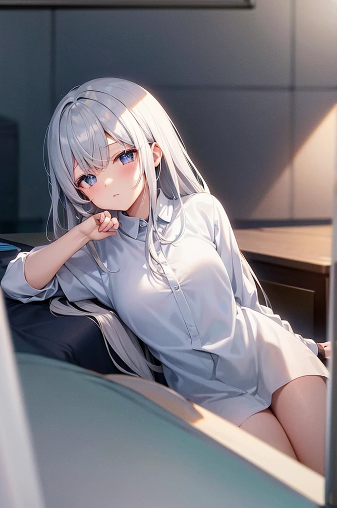 Silver Hair、neutral、(Falling asleep at school)evening Horizontal angle