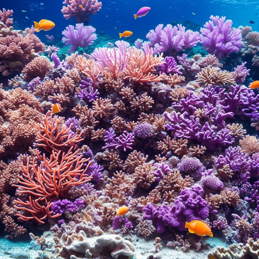 purple sea anemone in a tank with other sea creatures, delicate coral sea bottom, colorful coral, long wispy tentacles, harmony of neon glowing coral, translucent gills, eagle coral, elegant coral sea bottom, beautiful colorful corals, purple and blue neons, radiating atomic neon corals, sea anemone, coral, rainbow corals, corals, underwater soft colours