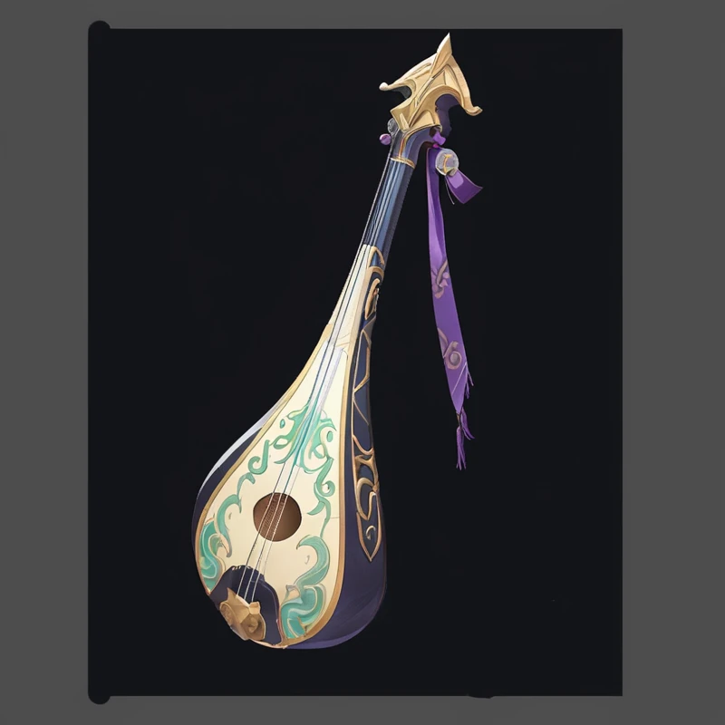 there is a very large musical Musical Instruments with a purple ribbon, guitar Concept Art, (Fantasy Violin), Fantasy Violin, lute, musical Musical Instruments, Game assets, an Musical Instruments, RPG item rendering, Concept Art, Concept Art, Musical Instruments, Role Playing Game Items, world of lute, Popular on polycount, 《Genshin Impact》Keqing, Fantasy RPG Weapon Art, Prop Design