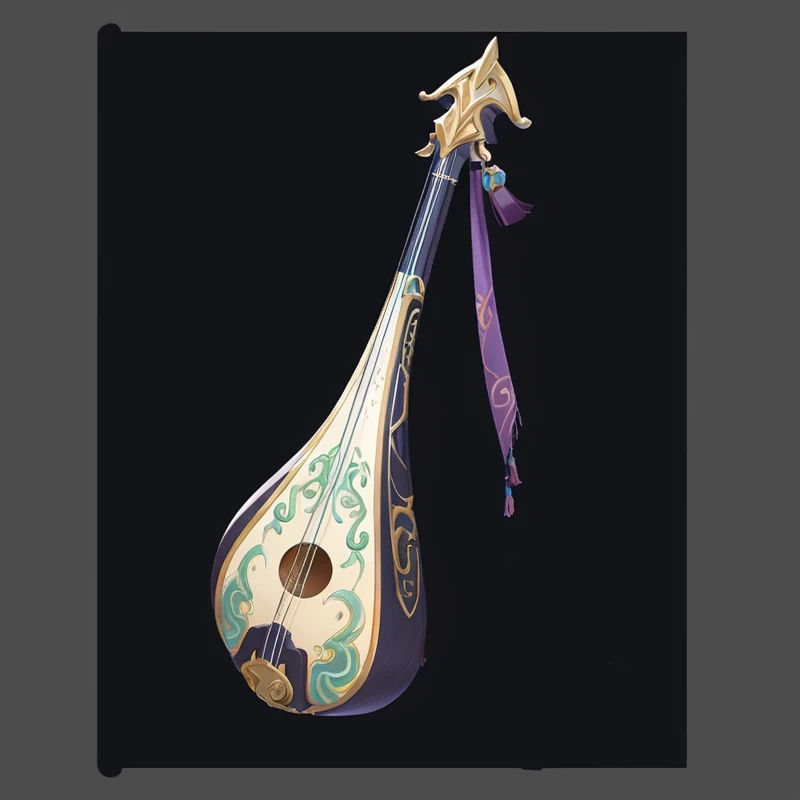 there is a very large musical Musical Instruments with a purple ribbon, guitar Concept Art, (Fantasy Violin), Fantasy Violin, lute, musical Musical Instruments, Game assets, an Musical Instruments, RPG item rendering, Concept Art, Concept Art, Musical Instruments, Role Playing Game Items, world of lute, Popular on polycount, 《Genshin Impact》Keqing, Fantasy RPG Weapon Art, Prop Design