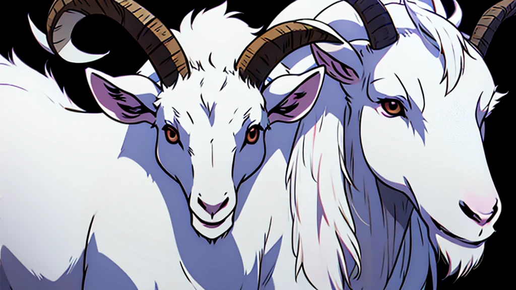 evil white goat black background