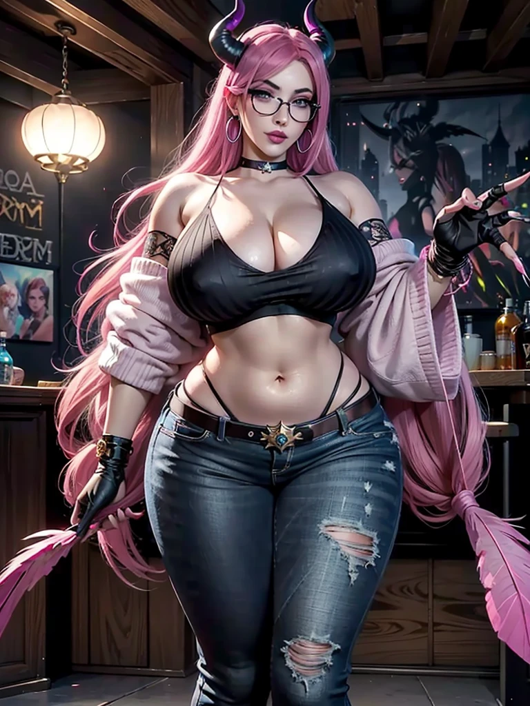 morrigan_Aensland, beautiful face, pink eyes, Loving eyes, Devil, together, strict face, evil smile,princes girl, 22 young years,realisticlying, hyper-detailed, ultra hd, 16k, fgirl 22 years, sexy body lace, sexy lace, (Masterpiece, Best Quality:1.2), 1 girl, Alone, city background, Hoar \(fortnite\), Harpy Haze de fortnite, 1 girl, earrings, glasses, has, jewelry, lips, wide, looking at the viewer, make up, esmalte de nails, pink eyes, pink hair, nails rosas, SMILE, sunglasses, tinted glasses, belt, black pants, crop top, shadow, diaphragm, belly button, pants, choker, nails, round glasses, sharp nails, standing, black feathers, black hats, hoop earrings, sombreros con horns, horns, denim, winged arms, adorno de feathers, Star \(Symbol\), elbow gloves, dark pink lips, feathers, heels, shoes, angel Alas, bracelet, black Alas, crop top overhang, feathered Alas, harpy, low Alas, multicolor fur, multicolored Alas, pink Alas, Alas, Gloves without fingers, shirt, long nails, boater has, bootcut pants, leather pants, sleeves, black sleeves,
,massive big bounce oppai,massive big bounce oppai,massive big bounce oppai,massive big bounce oppai,massive big bounce oppai,