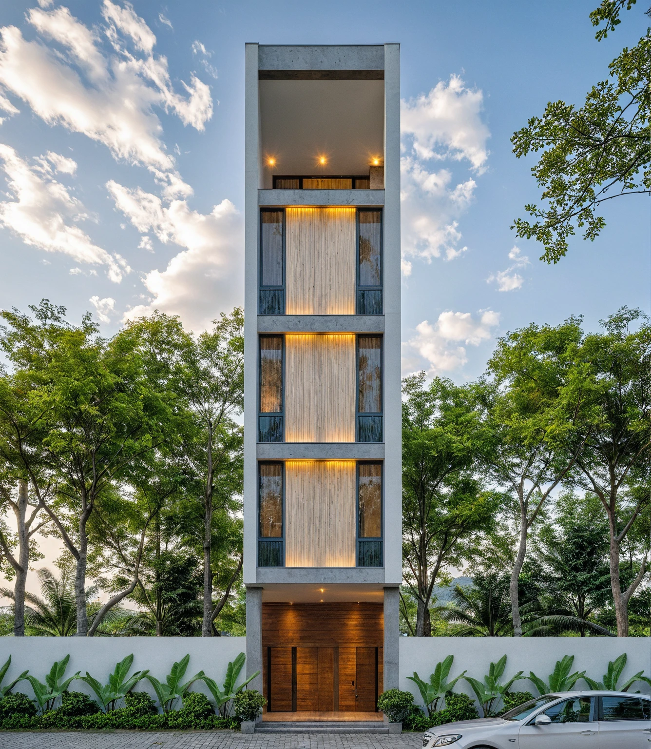 Masterpiece, high quality, best quality, authentic, super detail, outdoors, onestoreyvillaXL, aiaigroup, house style modern on the street ,stairs, white wall ,road,pavement, grass, trees, sky, cloud, (daylight:1.1)
