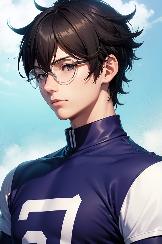 Ren Amamiya Persona,Boy Anime,football uniform, glasses, headphones on head