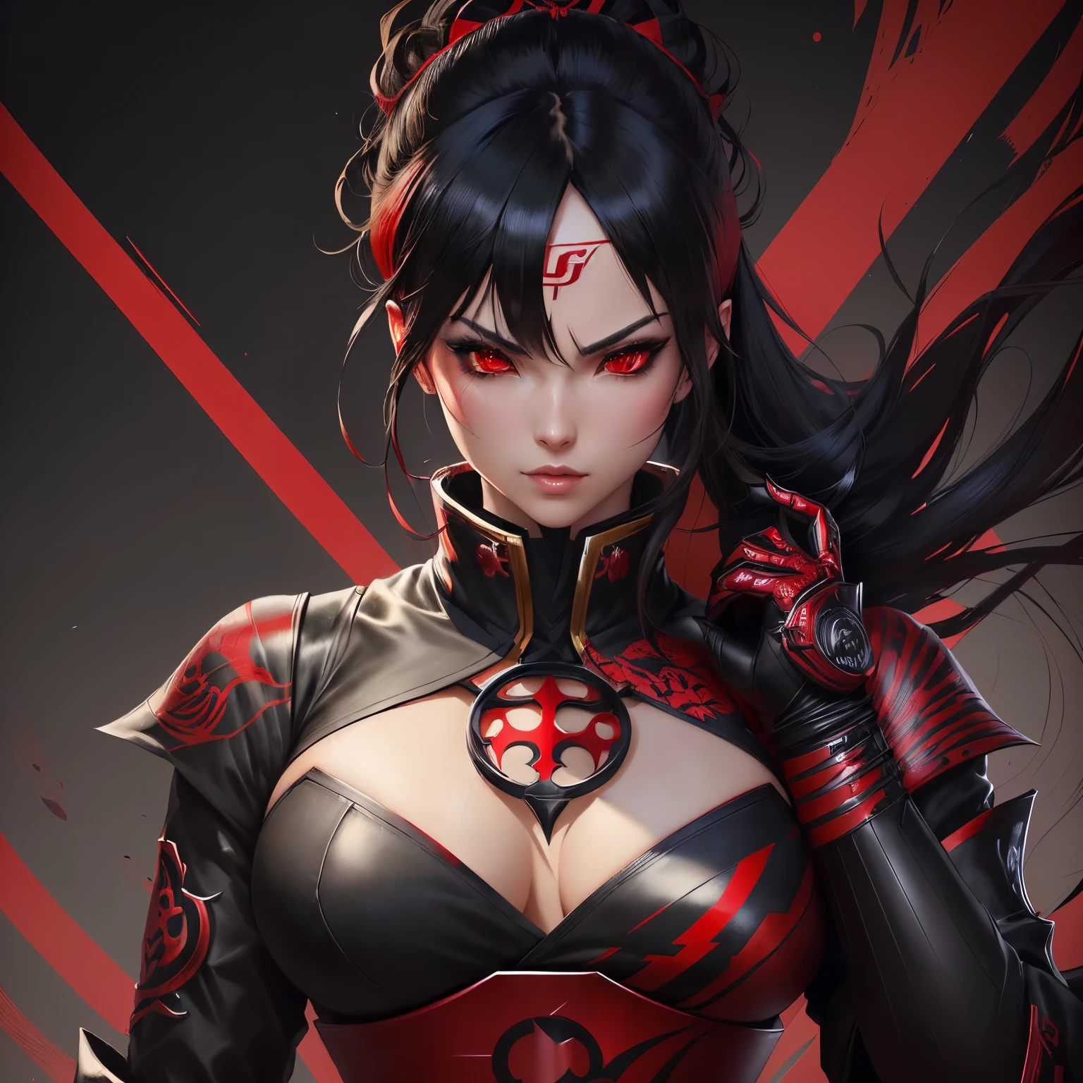 a close up of a man in a black and red outfit, portrait ninja gaiden girl, badass anime 8 k, anime style 4 k, detailed anime character art, detailed digital anime art, anime epic artwork, detailed key anime art, onmyoji portrait, artgerm. high detail, persona 5 art style wlop, detailed anime artwork, artgrem