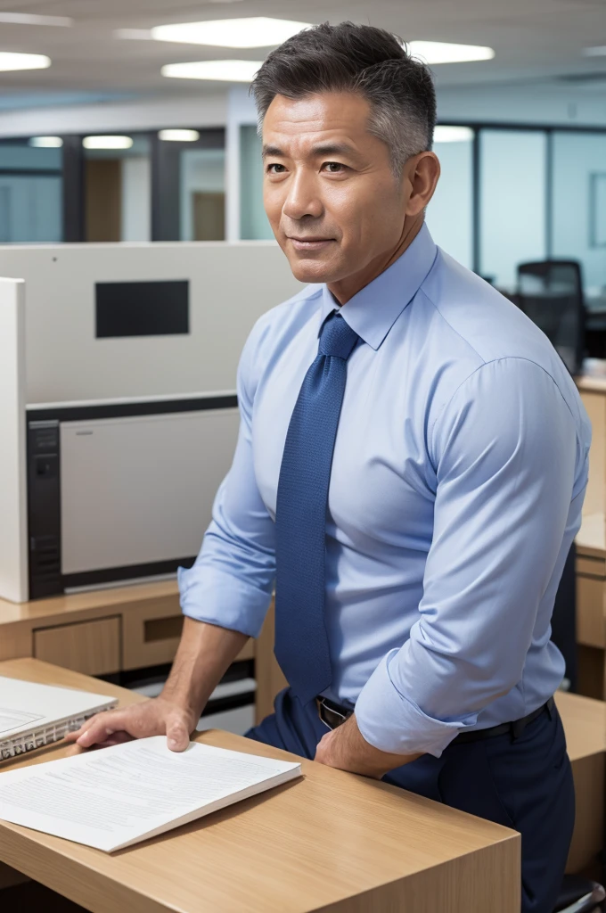 A married office worker in his 50s who trains his muscles