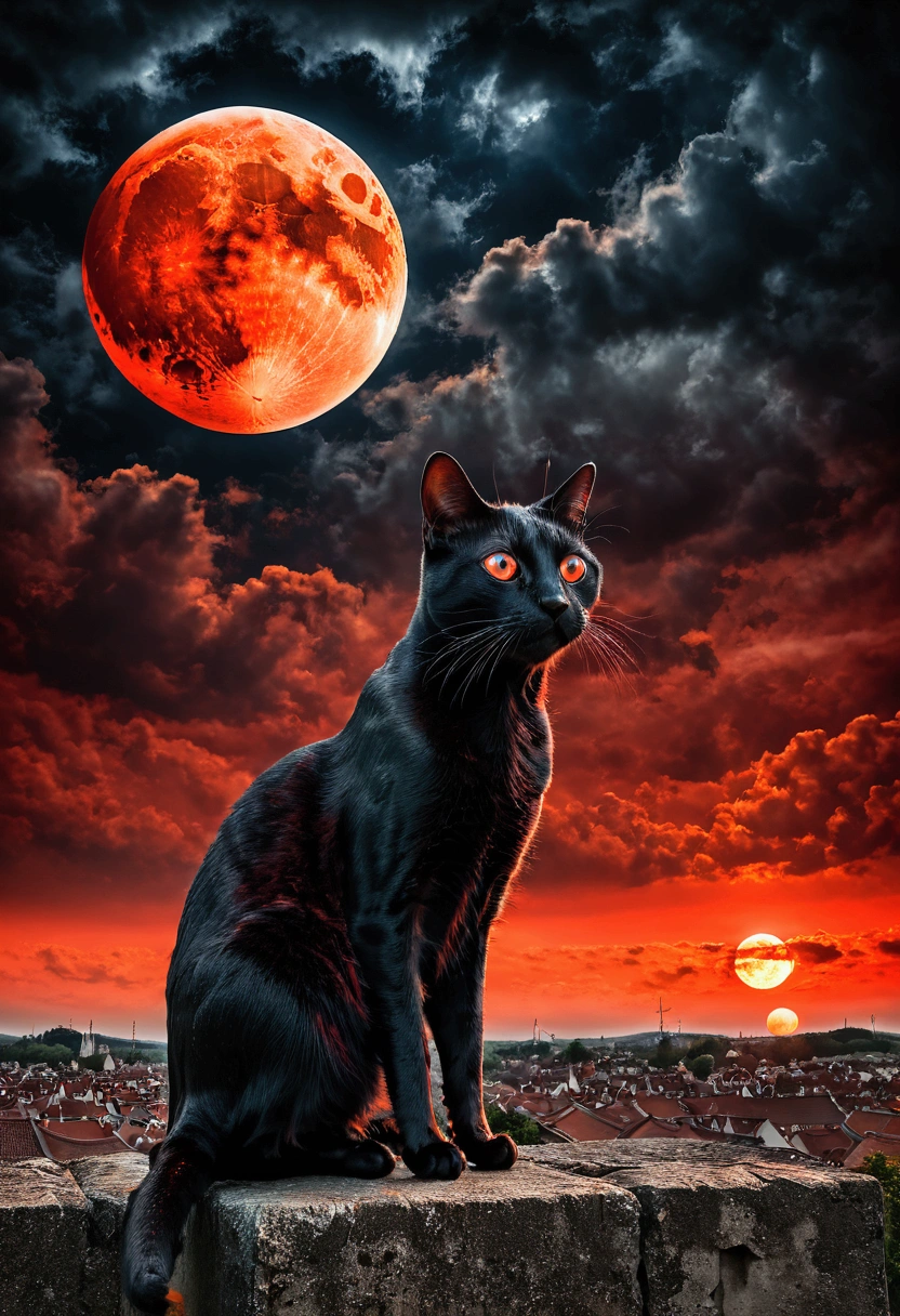 Black Cat, author:Zdzislaw Bieksinski、Big eye in the sky、Red Moon、