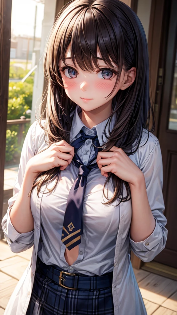 One girl, accurate, bangs, chest, Blushing,