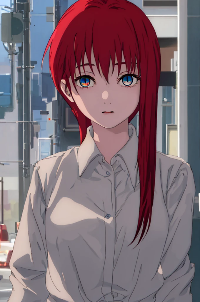 1girl, red hair, blue eyes, looking at viewer