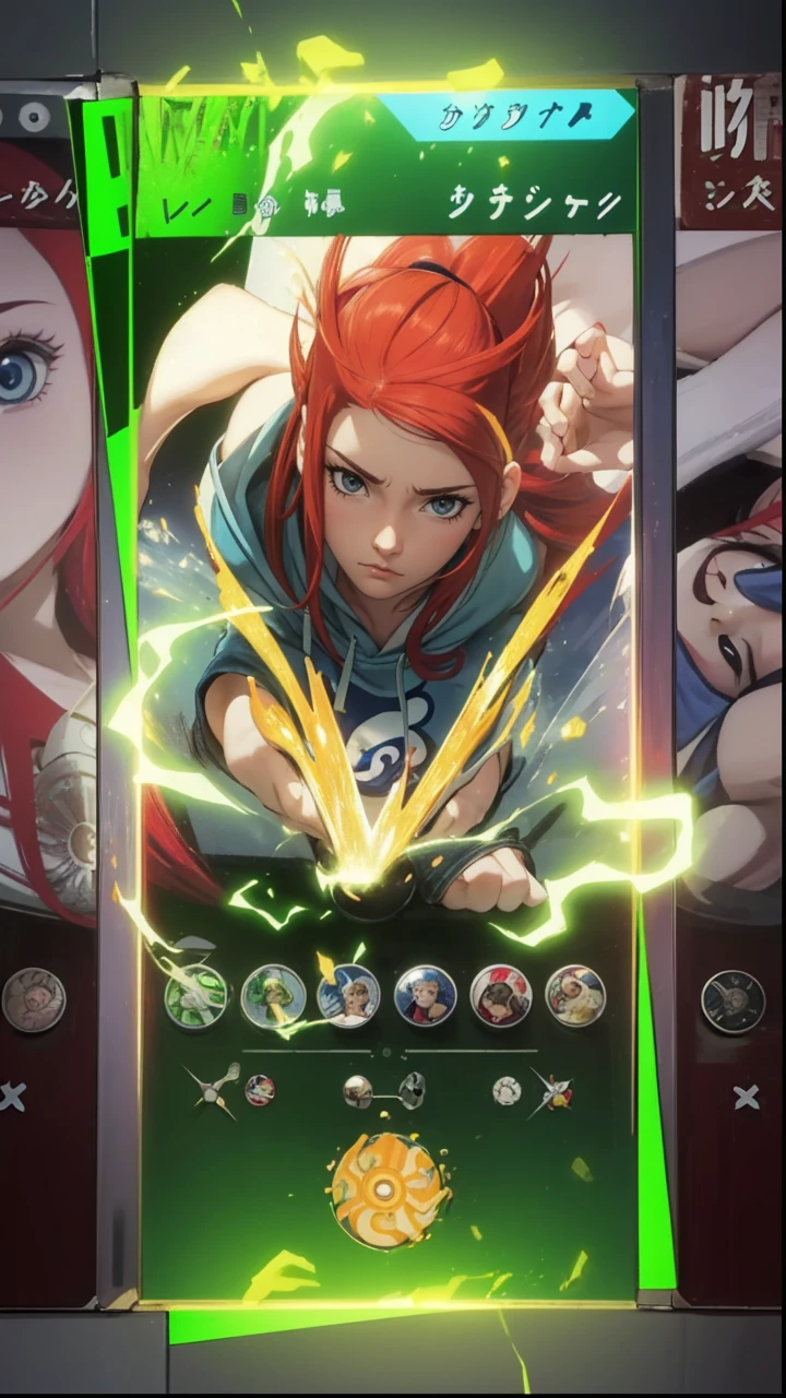 Masterpiece, ultra-detailed, 1girl, solo, Uzumaki Kushina, long red hair, hair ornament, red hair, hairclip, (blue eyes:1.5), wearing Streetwear Hoodie, looking at viewer, upper body, full body, indoors, (masterpiece:1.2), best quality, high resolution, extremely detailed face, perfect lighting, extremely detailed CG, (perfect hands, perfect anatomy),