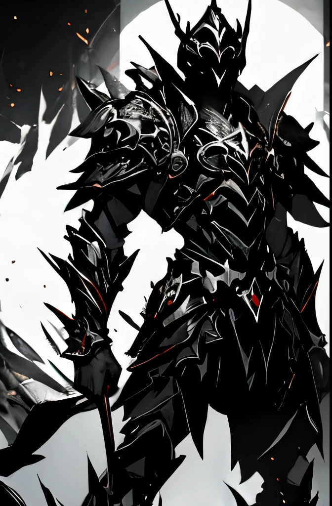 Male warrior in dark armor overflowing darkness 