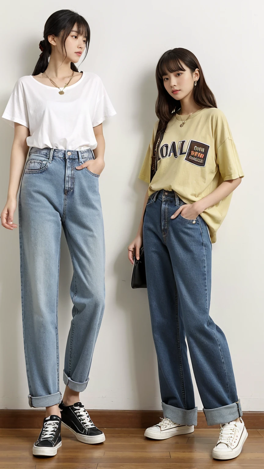 The fashion style of the 90s is simple、Leisure and diversity，The most fashionable outfits include：

Baggy jeans：Early 1990s，Loose straight jeans or wide-leg jeans are very popular，Especially paired with a simple T-shirt or shirt。Colors and Patterns：90年代的服装Colors and Patterns相对简约，Mainly neutral colors，como preto、White、Gray and khaki。