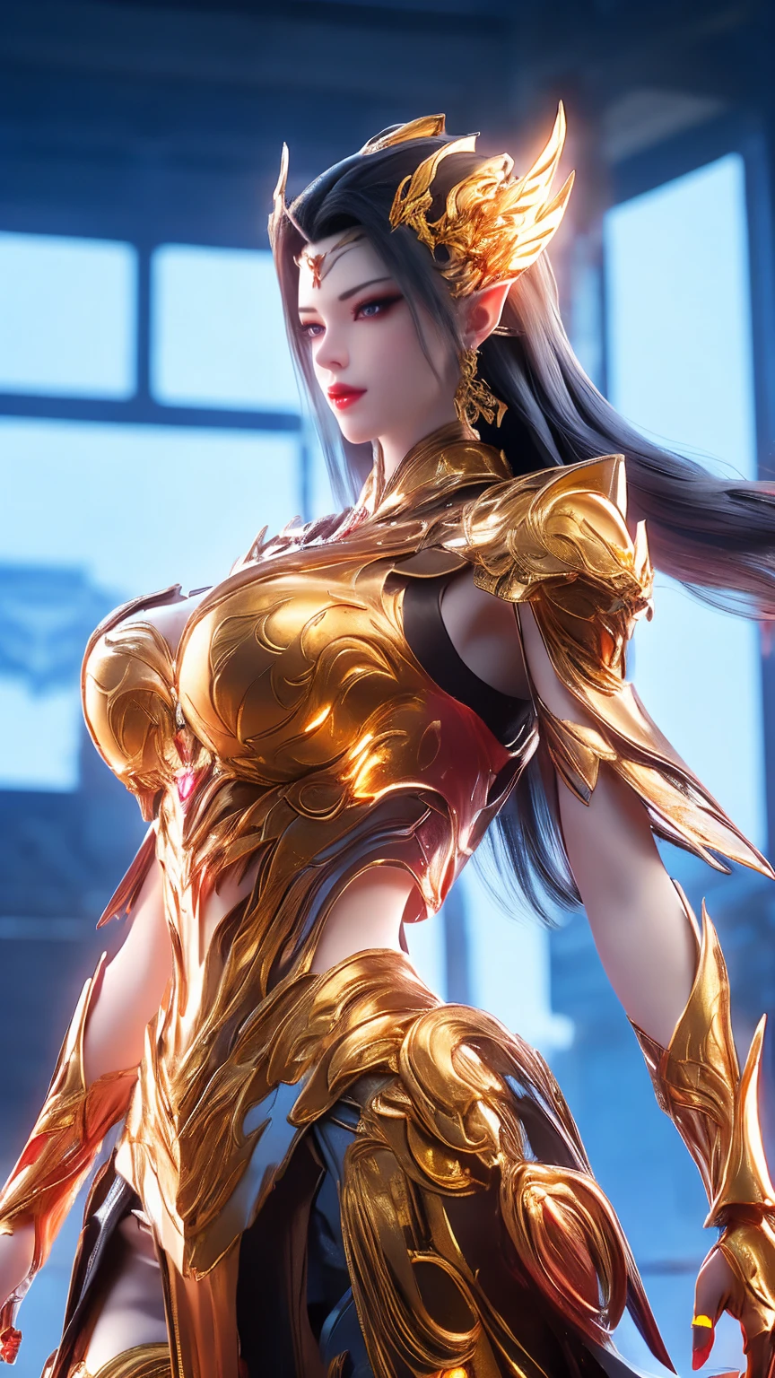 Brunette beauty,1GIRL,(Phoenix Gold Helmet),(Big Ass,Huge fake breasts:1.5),((:1.5)),(Muscle ABS:1.3),(Mecha Arm Guard,Mecha Armor Diamond Core:1.1),(Red shiny futuristic mech armor equipment,Black Mecha Skinny Suit Pants,Close-up half-body:1.5),(Perfect thick body,Glowing skin:1.1),(Looking at the audience:1.3), (Vertical:1)、(Pedestrian corridor of future space station:1)、(Bright light WHITE_ROOM:1.3)、ultra textured、Unreal Engine Rendering、Physically Based Rendering、Ultra HD、16K、1080P。