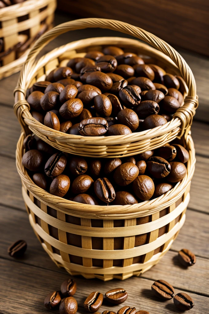 A basket to collect coffee but full of caramelized peanuts