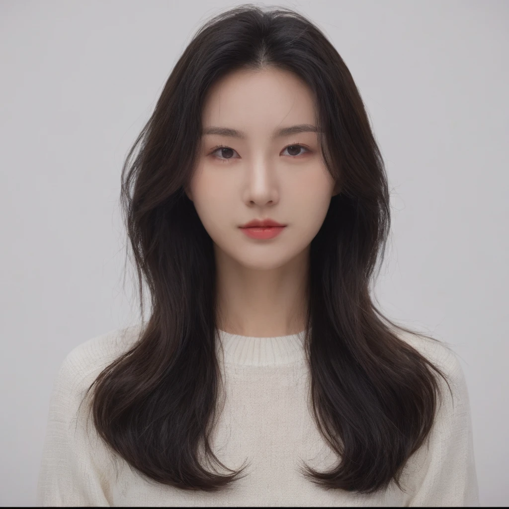 Best Quality, 8k, Masterpiece, (Portrait: 1.3), (photo realistic:1.4), (hyper realistic:1.4), Sharp Focus, looking at viewer, (smoother lighting:1.1), (increase cinematic lighting quality:0.9), realistic lighting, backlighting, light on face, ray trace, (brightening light:1.2), (Increase quality:1.4), sharp detail, (best quality real texture skin:1.4), finely detailed eyes, black_eyes, finely detailed face, 25 year old Korean woman, (white formal_shirt:1.4), (Create an image maintaining the original base model hairstyle:1.5)