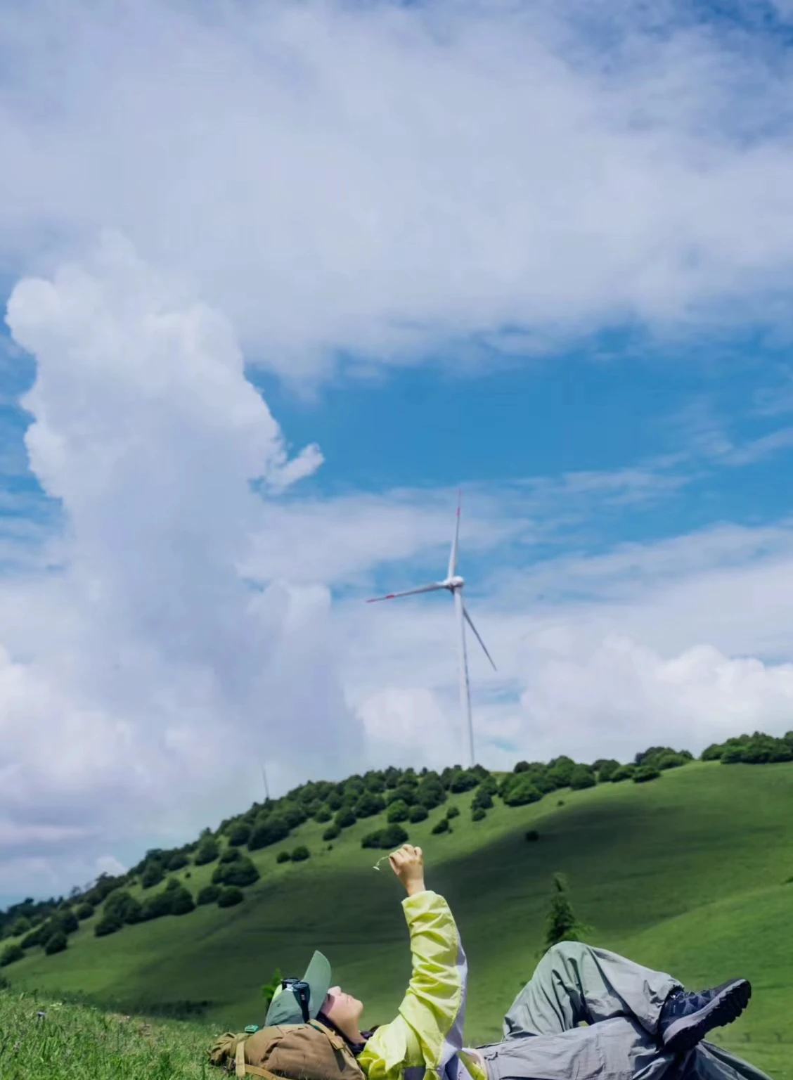 Please help me to add the sky and green land to this photo