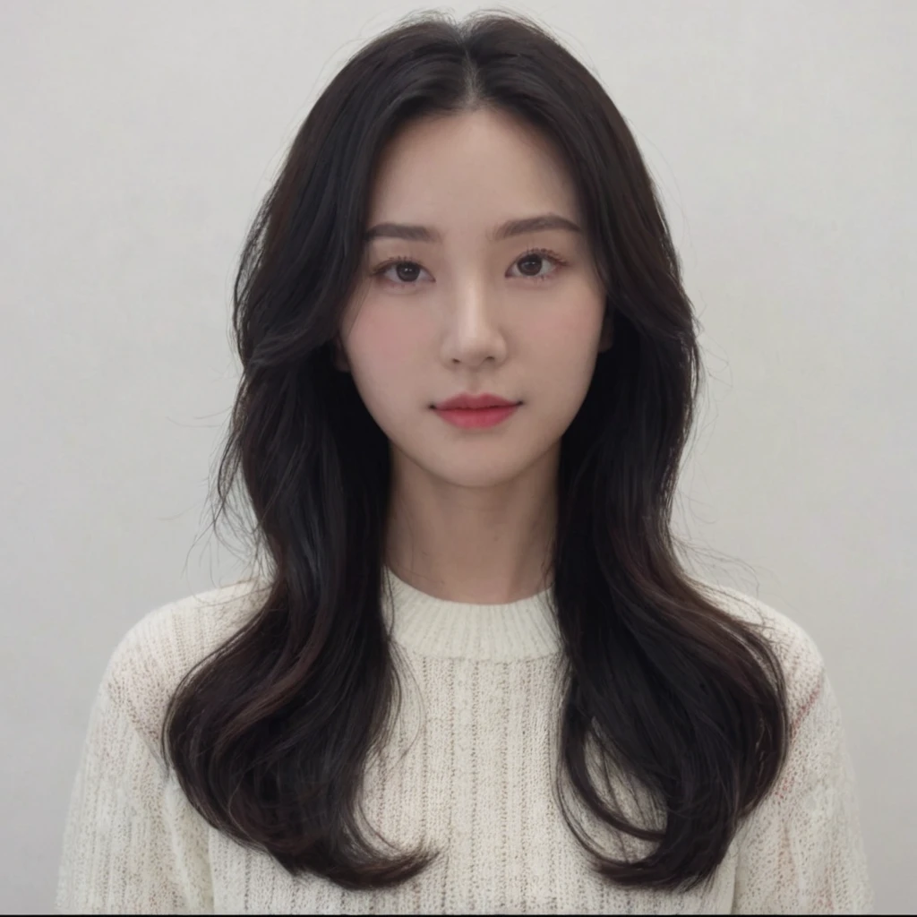 Best Quality, 8k, Masterpiece, (Portrait: 1.3), (photo realistic:1.4), (hyper realistic:1.4), Sharp Focus, looking at viewer, (smoother lighting:1.1), (increase cinematic lighting quality:0.9), realistic lighting, backlighting, light on face, ray trace, (brightening light:1.2), (Increase quality:1.4), sharp detail, (best quality real texture skin:1.4), finely detailed eyes, black_eyes, finely detailed face, 25 year old Korean woman, (white formal_shirt:1.4), (Create an image maintaining the original base model hairstyle:1.5)