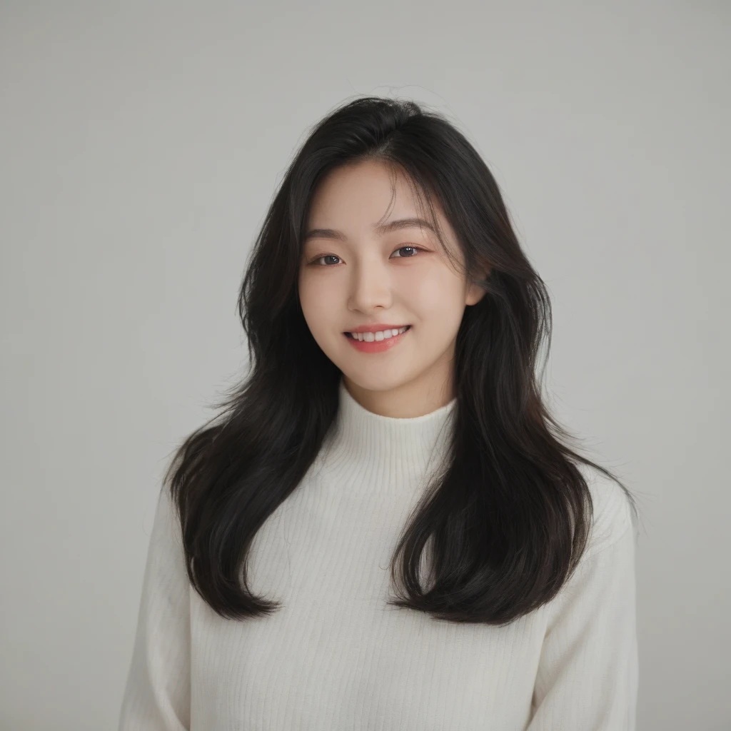 Best Quality, 8k, Masterpiece, (Portrait: 1.3), (photo realistic:1.4), (hyper realistic:1.4), Sharp Focus, looking at viewer, (smoother lighting:1.1), (increase cinematic lighting quality:0.9), realistic lighting, backlighting, light on face, ray trace, (brightening light:1.2), (Increase quality:1.4), sharp detail, (best quality real texture skin:1.4), finely detailed eyes, black_eyes, finely detailed face, 25 year old Korean woman, (white formal_shirt:1.4), (Create an image maintaining the original base model hairstyle:1.5)