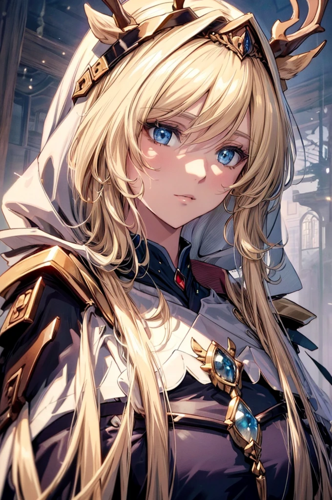 (Best quality at best, 4K, 8K, A high resolution, tmasterpiece:1.2),elf, ultra - detailed, Noble maiden, exquisite facial features，Long white hair details expressed, eyes blue, Beautiful posture, Fantastical Atmosphere, expressive brush strokes, mystical ambiance, Artistic interpretation,Delicate curls，Detailed floral jewelry, Crystal diamond jewelry，Small fresh aesthetics，Stunning intricate costumes, Fantasy illustration, Subtle colors and tones, The details have been upgraded