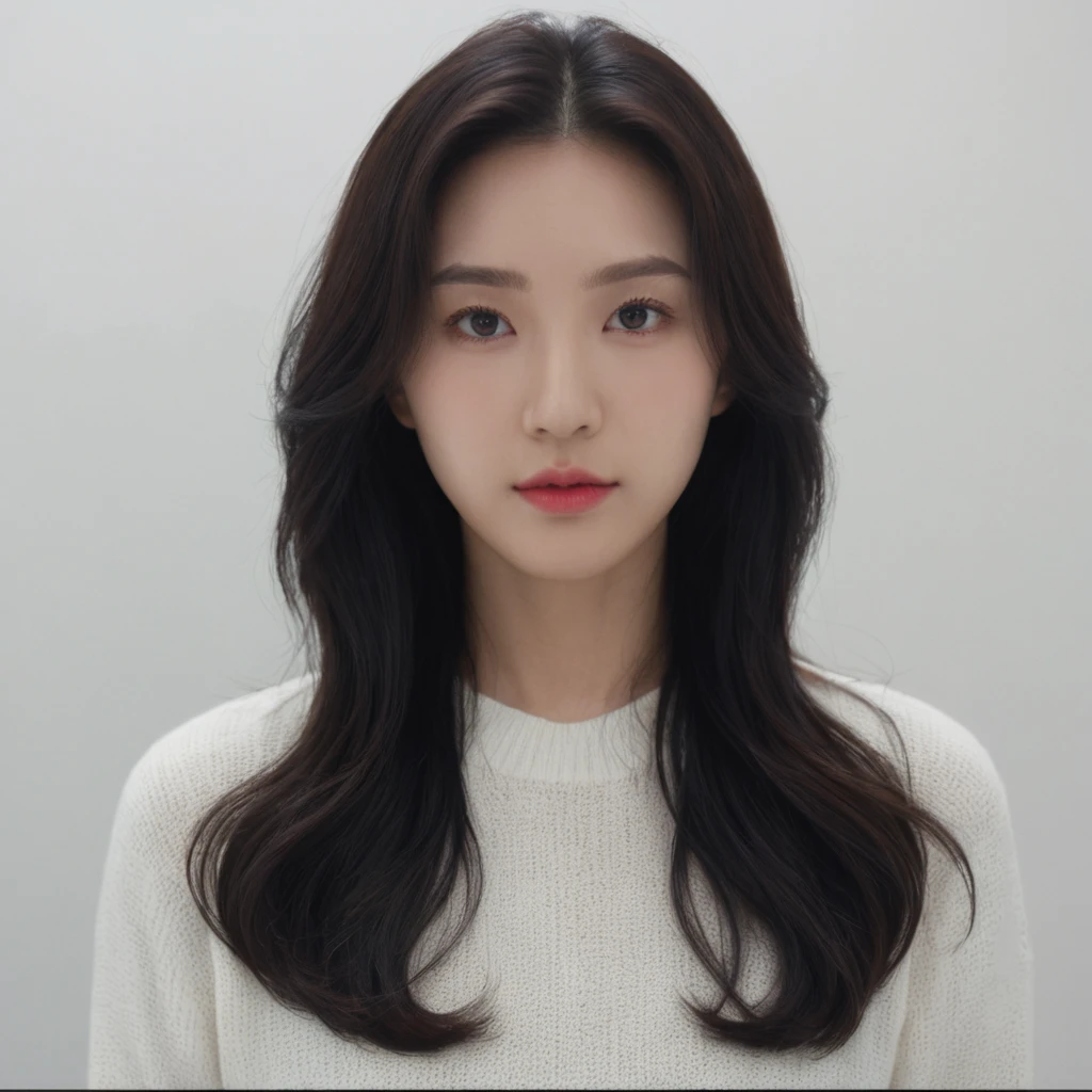 Best Quality, 8k, Masterpiece, (Portrait: 1.3), (photo realistic:1.4), (hyper realistic:1.4), Sharp Focus, looking at viewer, (smoother lighting:1.1), (increase cinematic lighting quality:0.9), realistic lighting, backlighting, light on face, ray trace, (brightening light:1.2), (Increase quality:1.4), sharp detail, (best quality real texture skin:1.4), finely detailed eyes, black_eyes, finely detailed face, 25 year old Korean woman, (white formal_shirt:1.4), (Create an image maintaining the original base model hairstyle:1.5)