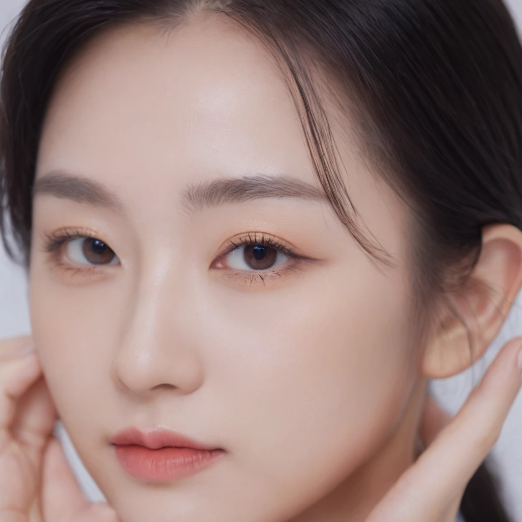 Best Quality, 8k, Masterpiece, (Portrait: 1.3), (photo realistic:1.4), (hyper realistic:1.4), Sharp Focus, looking at viewer, (smoother lighting:1.1), (increase cinematic lighting quality:0.9), realistic lighting, backlighting, light on face, ray trace, (brightening light:1.2), (Increase quality:1.4), sharp detail, (best quality real texture skin:1.4), finely detailed eyes, black_eyes, finely detailed face, 25 year old Korean woman, (white formal_shirt:1.4), (Create an image maintaining the original base model hairstyle:1.5)
