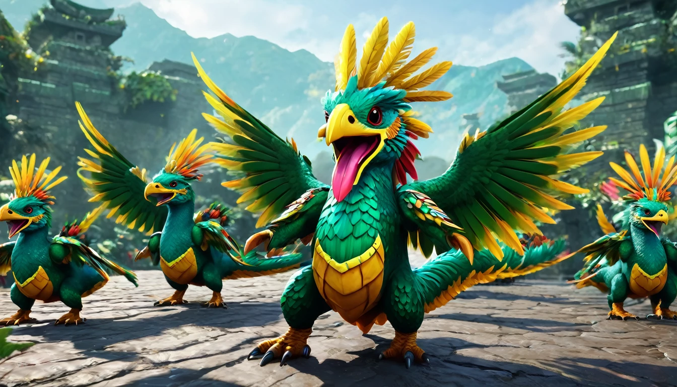 cute quetzalcoatl creatures leader, march of the cute quetzalcoatls creatures empire, cute quetzalcoatls empire, cute creatures soldiers, super energy of quetzalcoatls cute creatures, powerful army of quetzalcoatls cute creatures, epic war experience, cinematic experience, 8k, fantasy art , RPG style,

