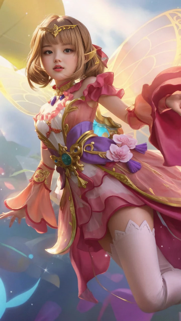 Best Quality, 1girl, kda, solo, long hair, short hair hair, dress,