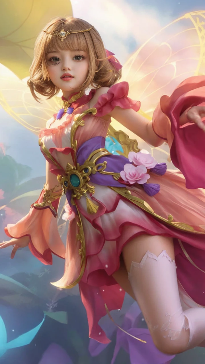 Best Quality, 1girl, kda, solo, long hair, short hair hair, dress,