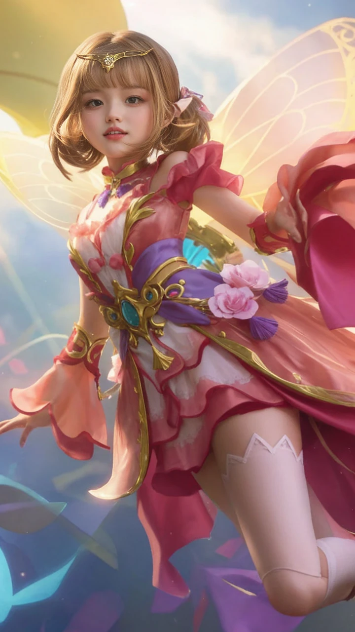 Best Quality, 1girl, kda, solo, long hair, short hair hair, dress,