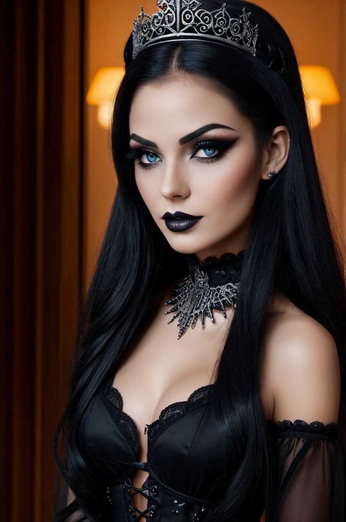 ((best quality)), ((masterpiece)), (detailed), perfect face  Beauty queen mistery gothic dark bad bitch sunrise malefic 