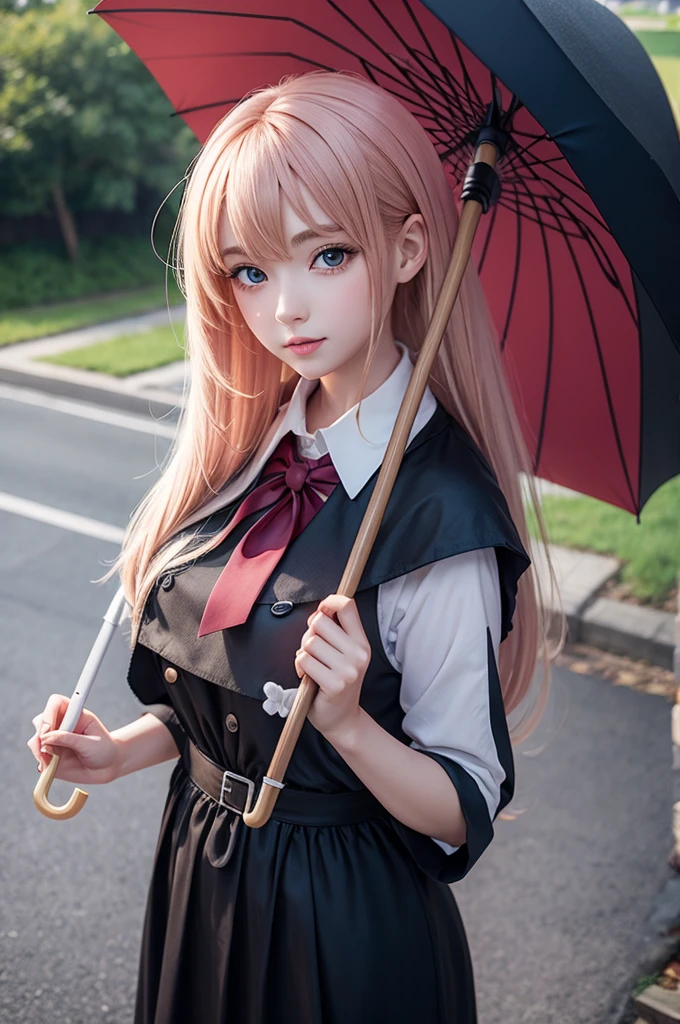 Anime holding umbrella