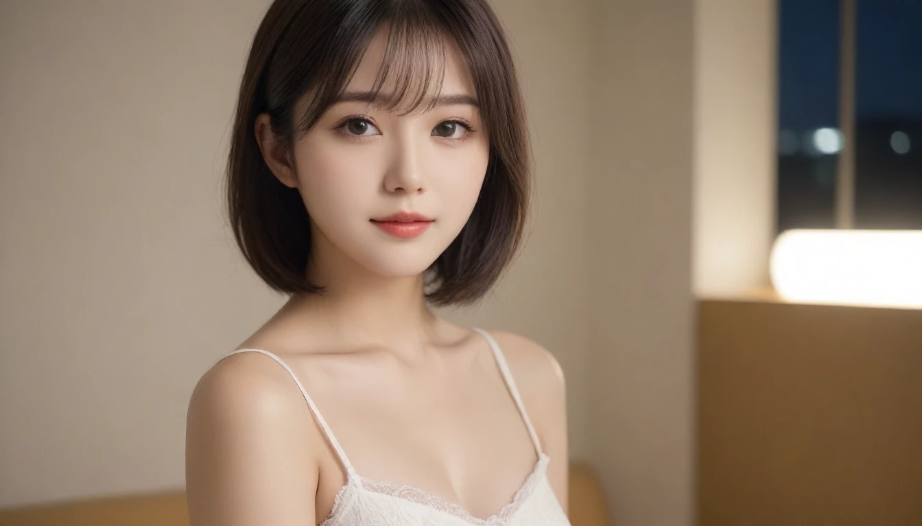 8k, Ultra-high resolution, Highest quality, masterpiece, 三分割法によるphotograph,Surreal, photograph, 1 Girl, (16 years old:1.3), pretty girl, Cute Face, Beautiful eyes in every detail, 細かくdetailedに,masterpiece,One Girl:1.2, Japan Female Announcer,extream close up,light smile,Black Hair,Wavy bob,Night view,bustling street,Prostitute,Flashy clothing,Slutty Makeup,Realistic Skin, Perfect and beautiful face ,完璧でCute Face, Skin with attention to detail, Perfect limbs、Narrow waist、Thin legs),Looking at the audience、beauty,Long neck、(((Ideal body type))),A cup small breasts :2,Portraiture:2,Perfect Anatomy,鮮明なdetailed,detailed,Surreal,Light and shadow,glowing