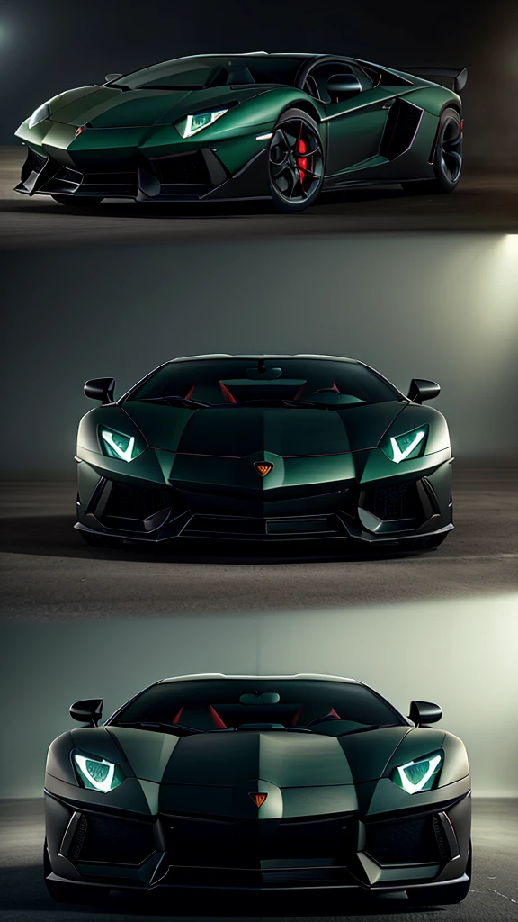 black lamborghini aventador with green headlights