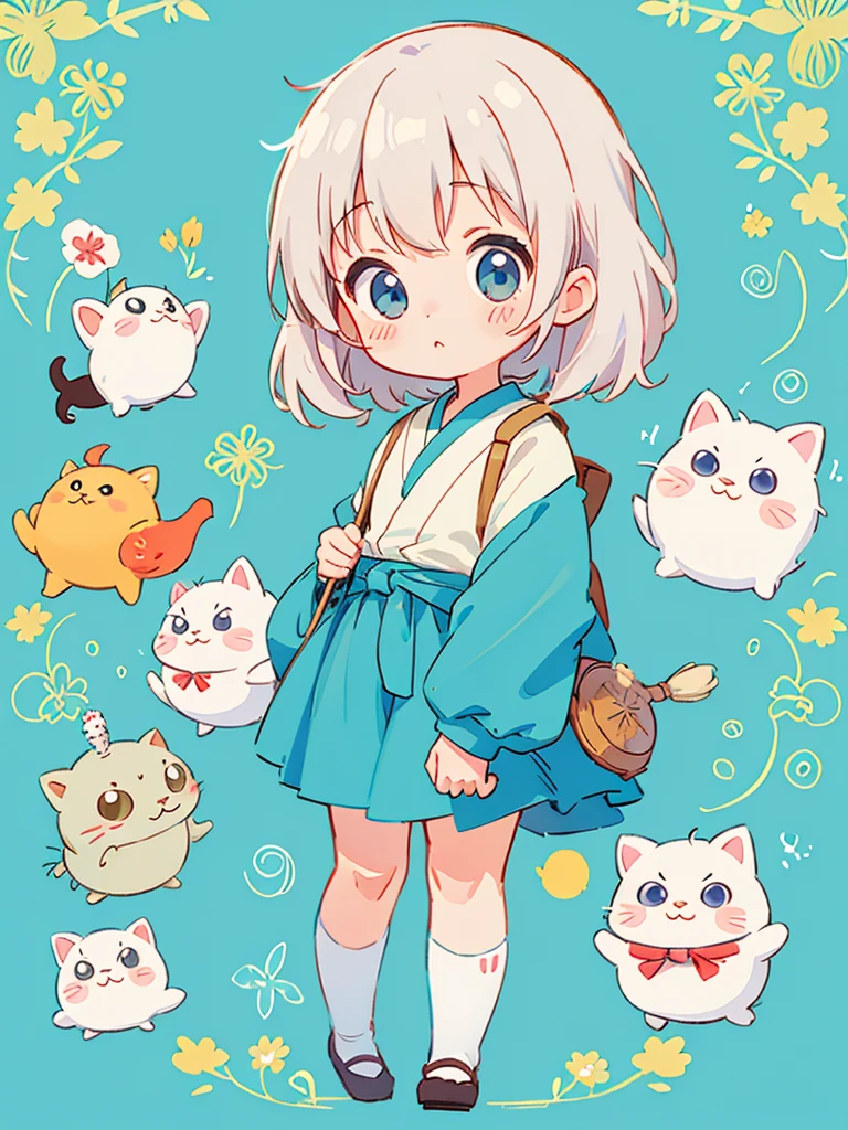 hayao miyazaki style, Kawaii Design, The most beautiful girl of all time、chibi, (((楽しい))), ひまわり